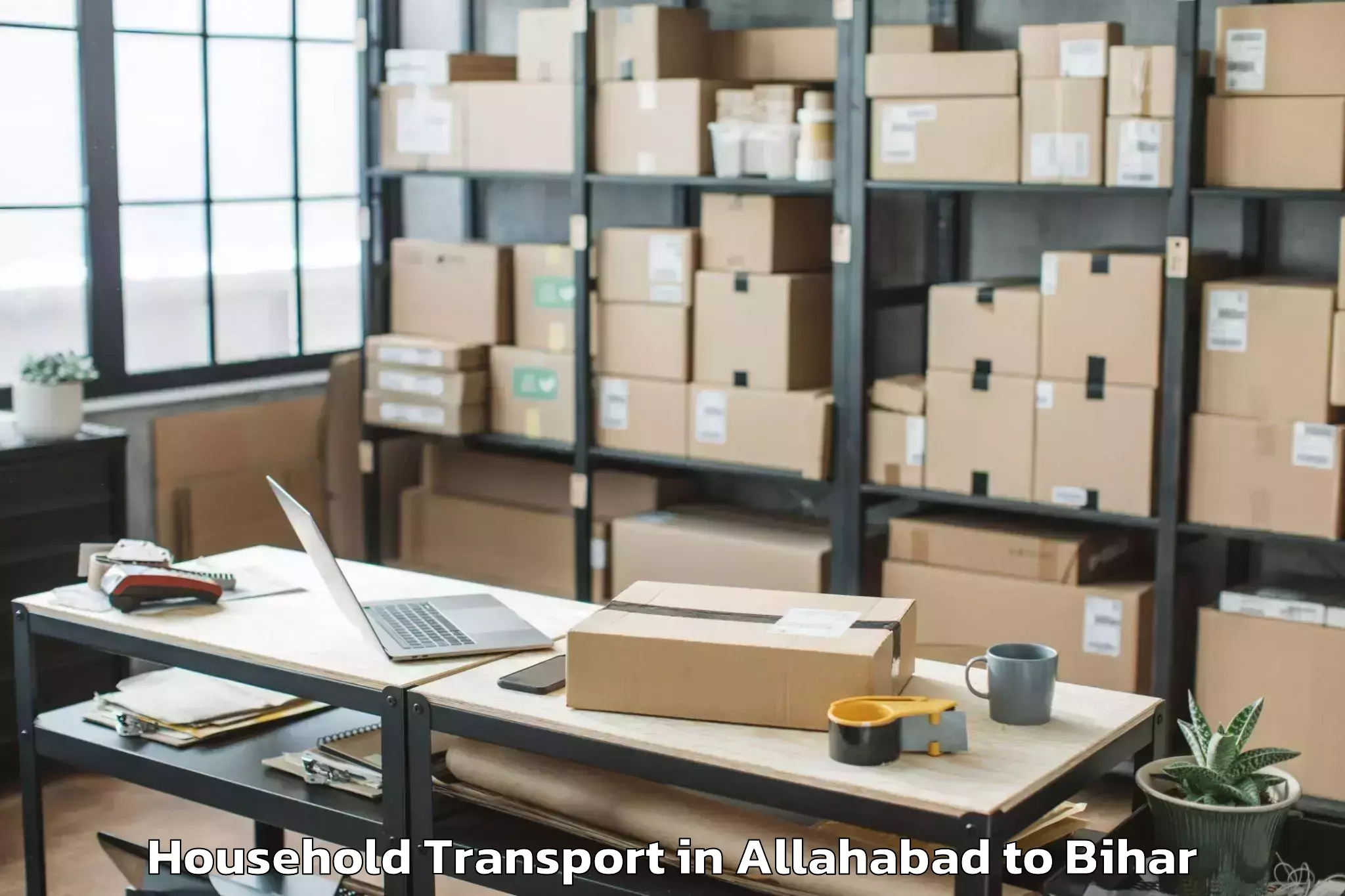 Book Allahabad to Lauria Nandangarh Household Transport Online